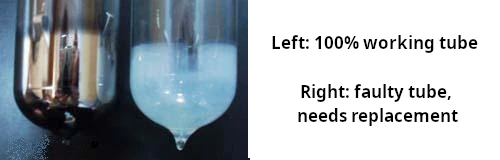 Comparison: functional and faulty tube