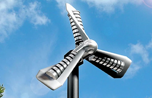 Éolienne moderne sous ciel bleu