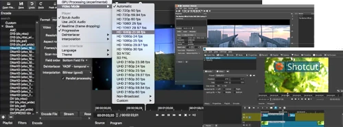 Interface audio du logiciel de montage vidéo Shotcut.